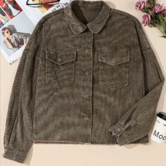 2 left😀New gray corduroy snakeskin trim jacket - Picture 15 of 17